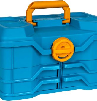 Flambeau Outdoors NextGen 4/0 Medium Fishing Tackle Box, 4 Pivot Trays, 23 Compartments, Advanced Tackle Storage Organizer, Blue